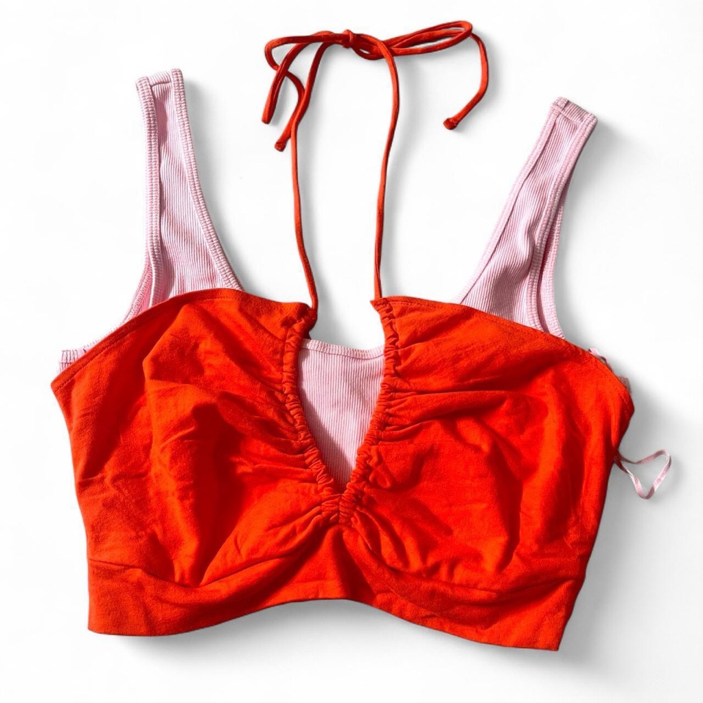 Brand New 95 Cotton Anthropologie Orange And Pink Tank Workouttop